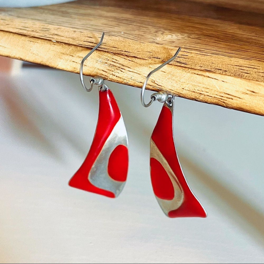Red Abstract Earrings
